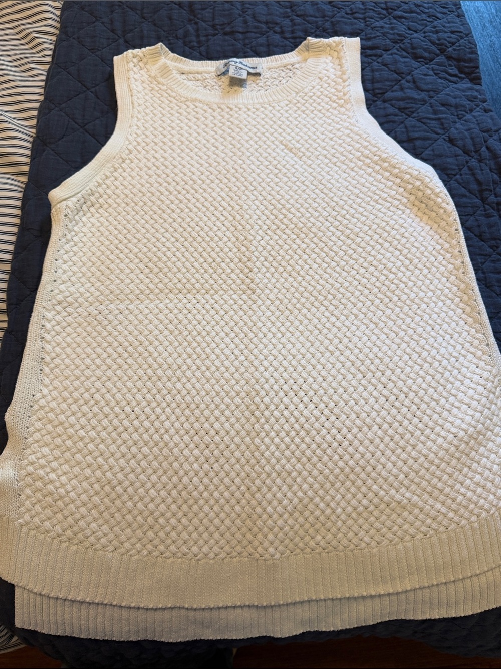 Tommy Bahama Cream Sleeveless Knit Tank linen and cotton